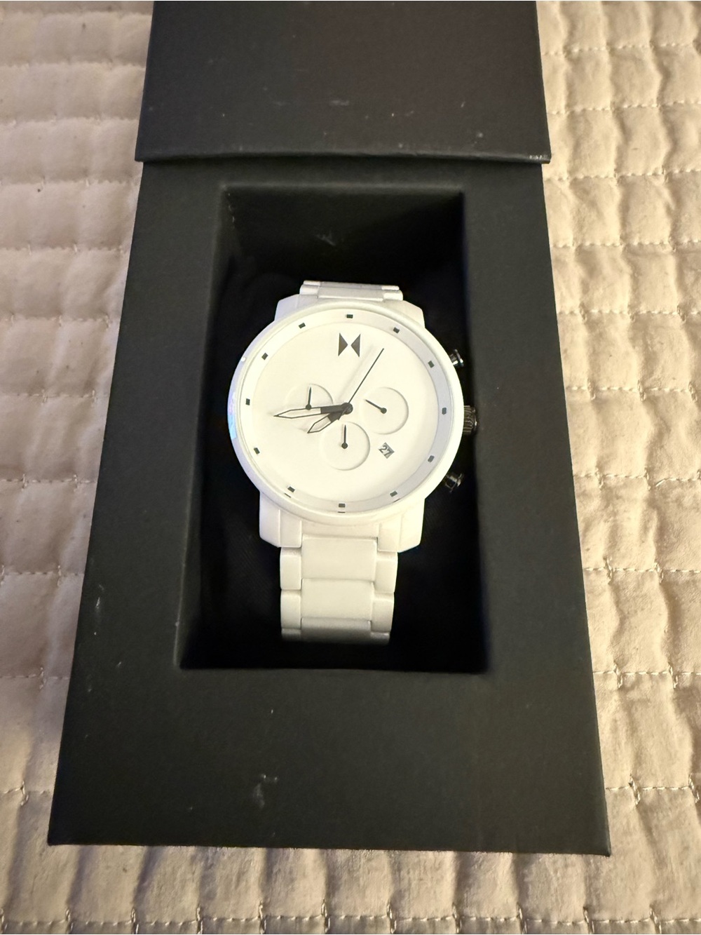 MVMT White Men's ceramic Chronograph Watch with White Bracelet